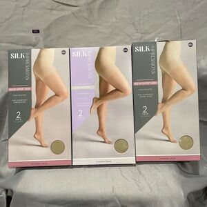 Impressions Silk Sheer Tights - Nude, Lavender, Gray